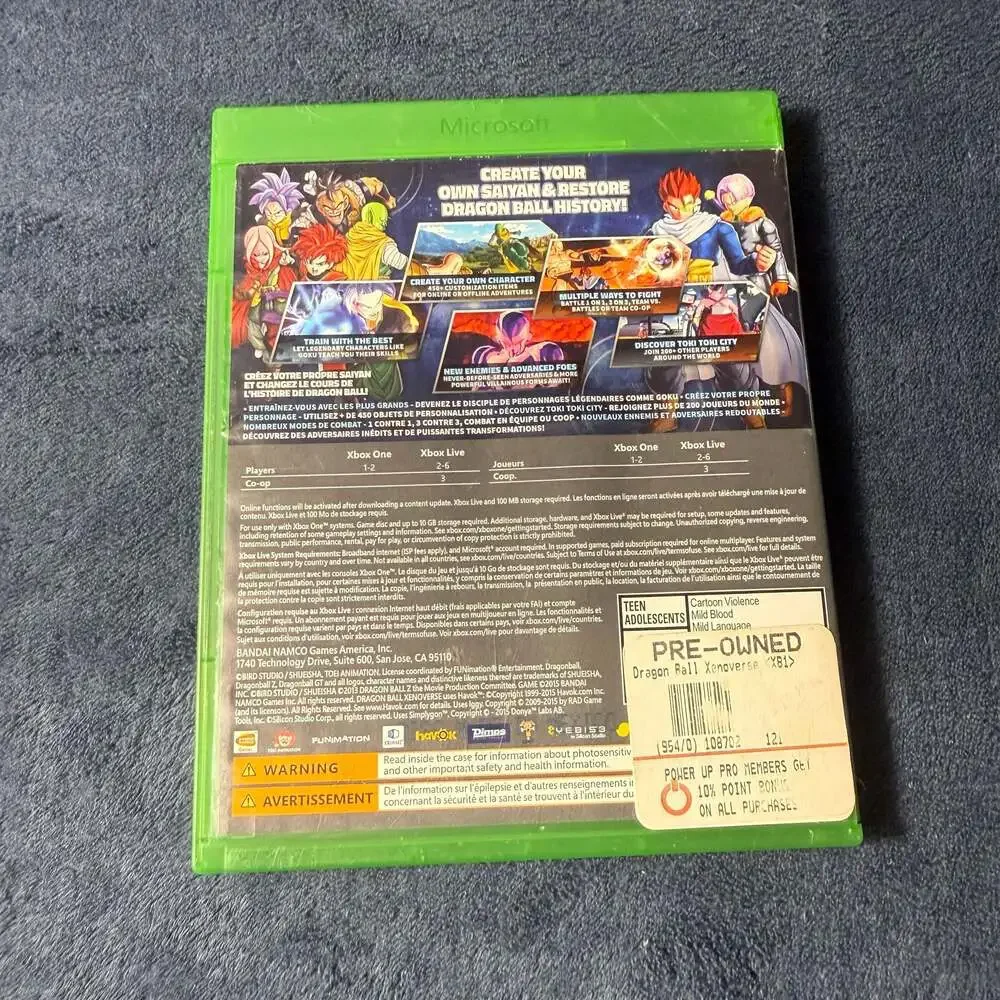Dragon Ball Xenoverse Xbox One Video Game